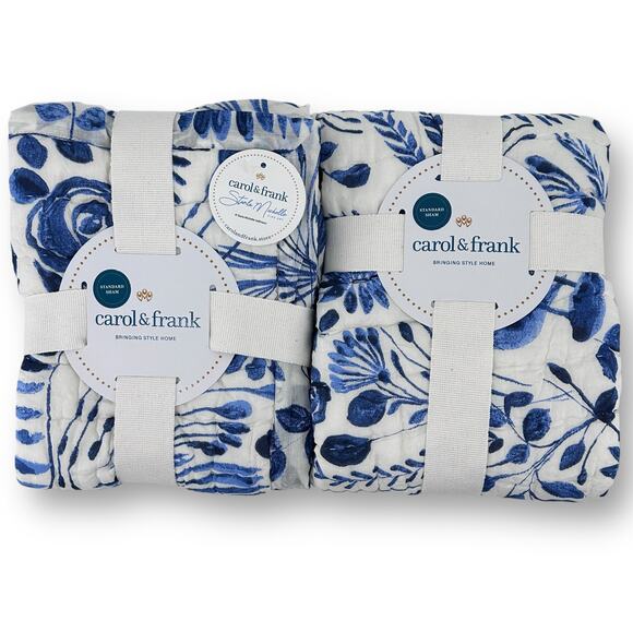 Carol & Frank Starla Chinoiserie Floral Kantha Stitch Standard Pillow Sham Set - Picture 3 of 5